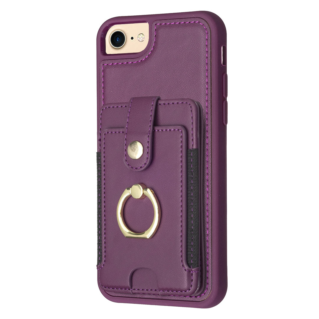 BF27 til iPhone 6/6s/7/8/SE (2020)/SE (2022) 4,7-tommer PU-læder TPU telefontaske Ring Kickstand Bagcover med kortholder  BF27 til iPhone 6/6s/7/8/SE (2020)/SE (2022) 4,7-tommer PU-læder TPU telefontaske Ring Kickstand Bagcover med kortholder